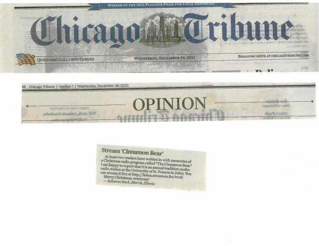 Chicago Tribune Opinion Page Wednesday December 28, 2022
